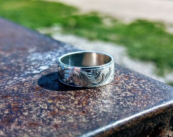 Sterling Silver Engraved Western Band Ring Design RNG00048 Sterling Silver Engraved Western Band Ring Design RNG00048