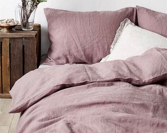 Linen Duvet Cover ,100%  natural stonewashed linen duvet cover in dusty pink, custom sizes,Made To Order.