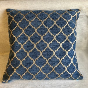 Chenille Jacquard Decorative Royal Blue  Pillow Cover, Made To Order.