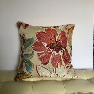 Gorgeous  colorful flowers jacquard pillow cover, made to order.