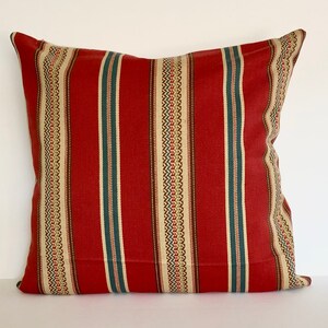 Southwest stripes EI dorado red twill cotton pillow cover, Made To Order.