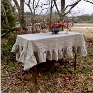 Ruffled Linen Tablecloth: Stonewashed, Custom Size