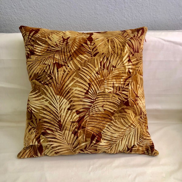Soft High-end Velvet palm leaves Printing Pillow Cover, Made To Order.
