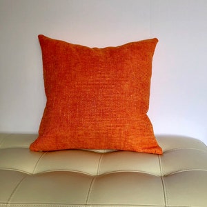 Bright orange colored  chenille pillow cover, made to order.