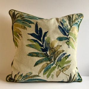 Designer tropical leaves  jacquard pillow cover, Made To Order.
