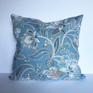 Blue Floral Cotton Printing Pillow Cover, Made To Order.