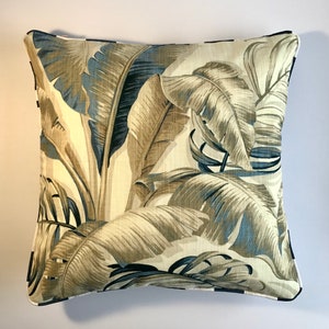 Tommy bahama style Palmiers ,banana and palm leaves  cotton pillow cover,Made To Order.