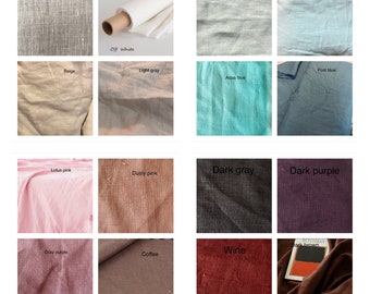 Linen bedding fabrics samples.