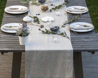 Linen Table Runner, 100% natural stonewashed linen table runner, custom size, Made To Order.