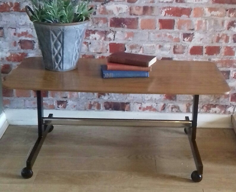 Vintage 1970 Coffee Table Teak Formica Mid Century Fully Etsy