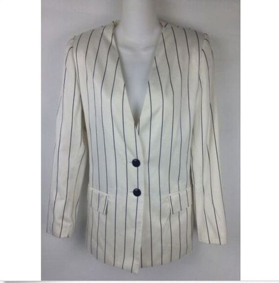 Vintage Stirling Cooper, Collarless Blazer, Stripe