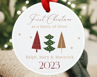 First Christmas as a Family of Four Christmas Ornament, Mom and Dad Ornament, Family of three 2023, Family Holiday Gifts, Family with Kids