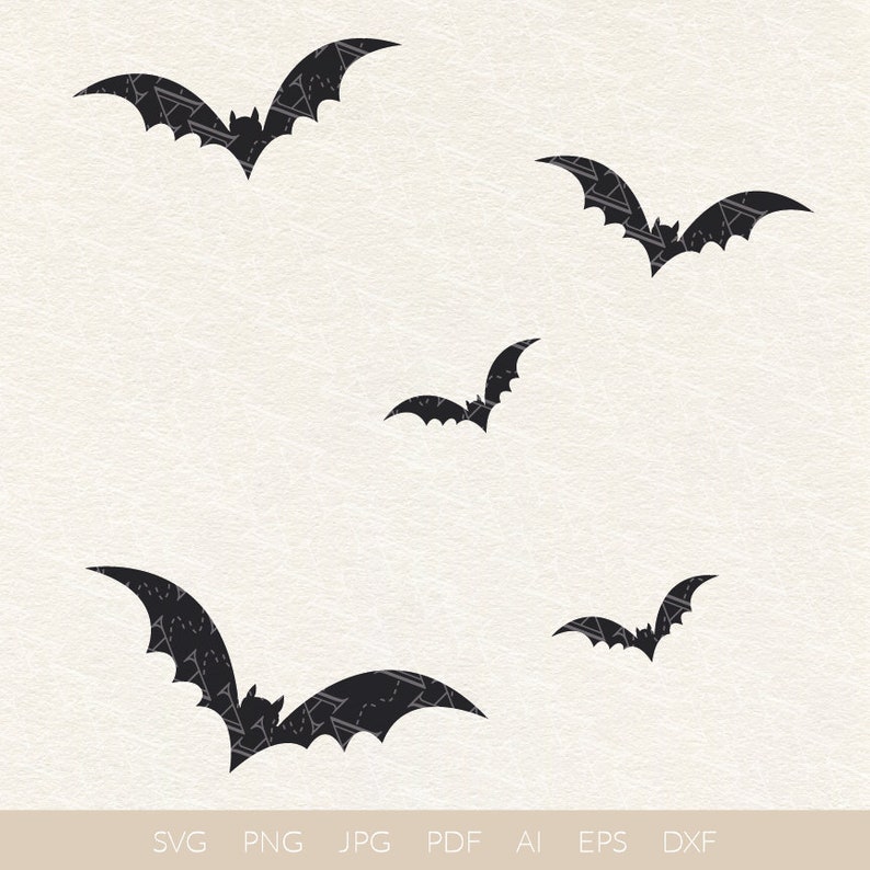 Bats SVG Halloween Clipart Halloween Bats SVG Flying Bats Digital Download Spooky Bats Cricut Silhouette Cut File Bats Clipart Bundle image 1