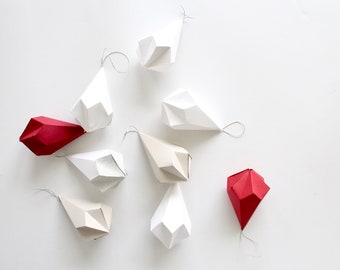 Modern Paper Geometric Christmas Ornaments Set