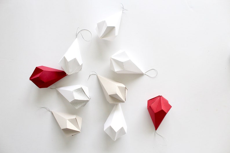 Modern Paper Geometric Christmas Ornaments Set image 1