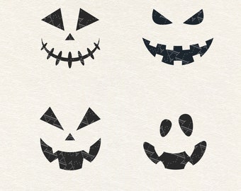 Pompoen gezichten SVG Halloween clipart digitale download Cricut silhouet snijden bestand Jack-o-lantern gezicht SVG pompoen SVG Spooky Pumpkin gezichten