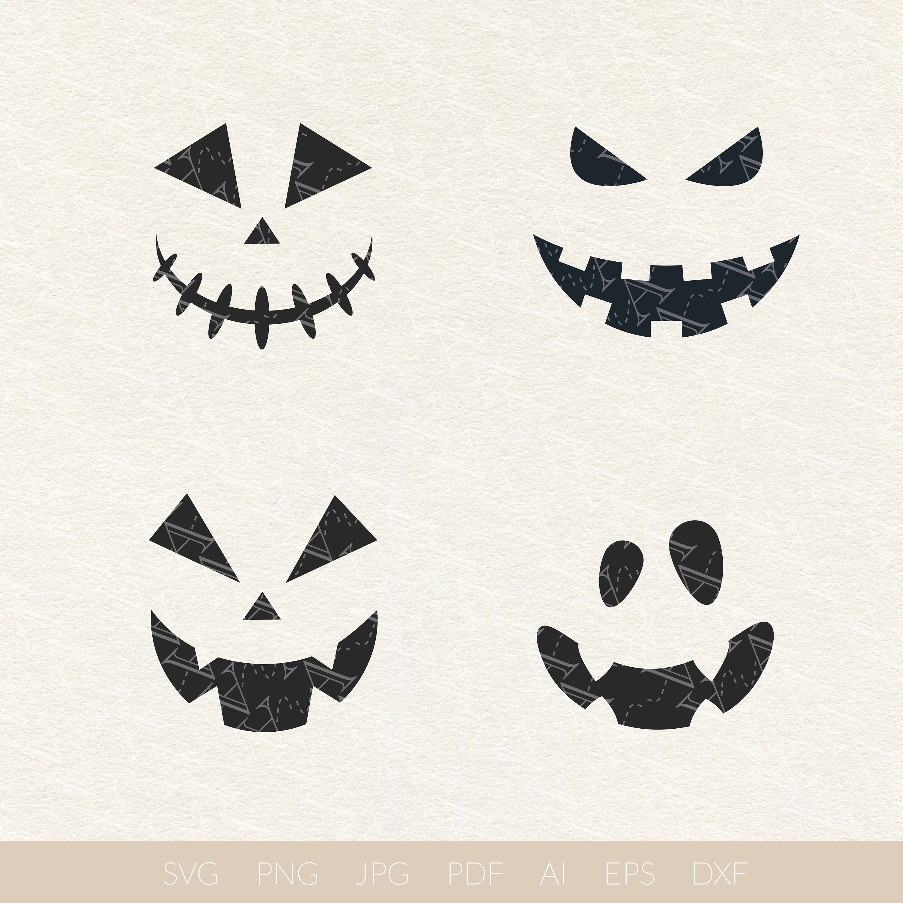 Pumpkin Faces SVG Halloween Clipart Digital Download Cricut Silhouette