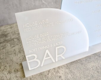 Modern Acrylic Menu | Bar Menu Sign | Wedding Bar Menu | Cocktail Sign | Wedding Sign | Wedding Bar Sign | Acrylic Sign