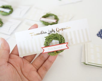 Custom Tags with pine wreath