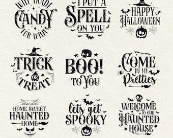 Boo SVG Bundle Halloween SVG Halloween Clipart Digital Download Cricut Silhouette Cut File Scary SVG Spooky Cute Trick or Treat
