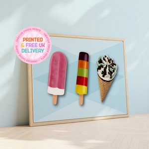 Ice Lolly Illustation Print 2 | Unframed | A6 A5 A4 A3 | Home Decor | Colourful Print | Retro Wall Art | Fruit Pastille Lolly | Cornetto