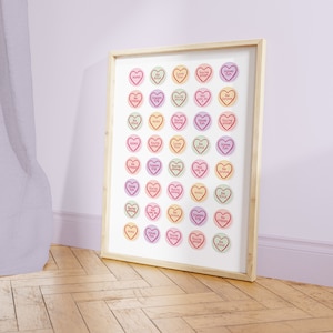 Love Heart Print | Cute Wall Art | Unframed | A6 A5 A4 A3 | Home Decor | Colourful Print | Candy | Girls Bedroom | Positive | Girly | Love