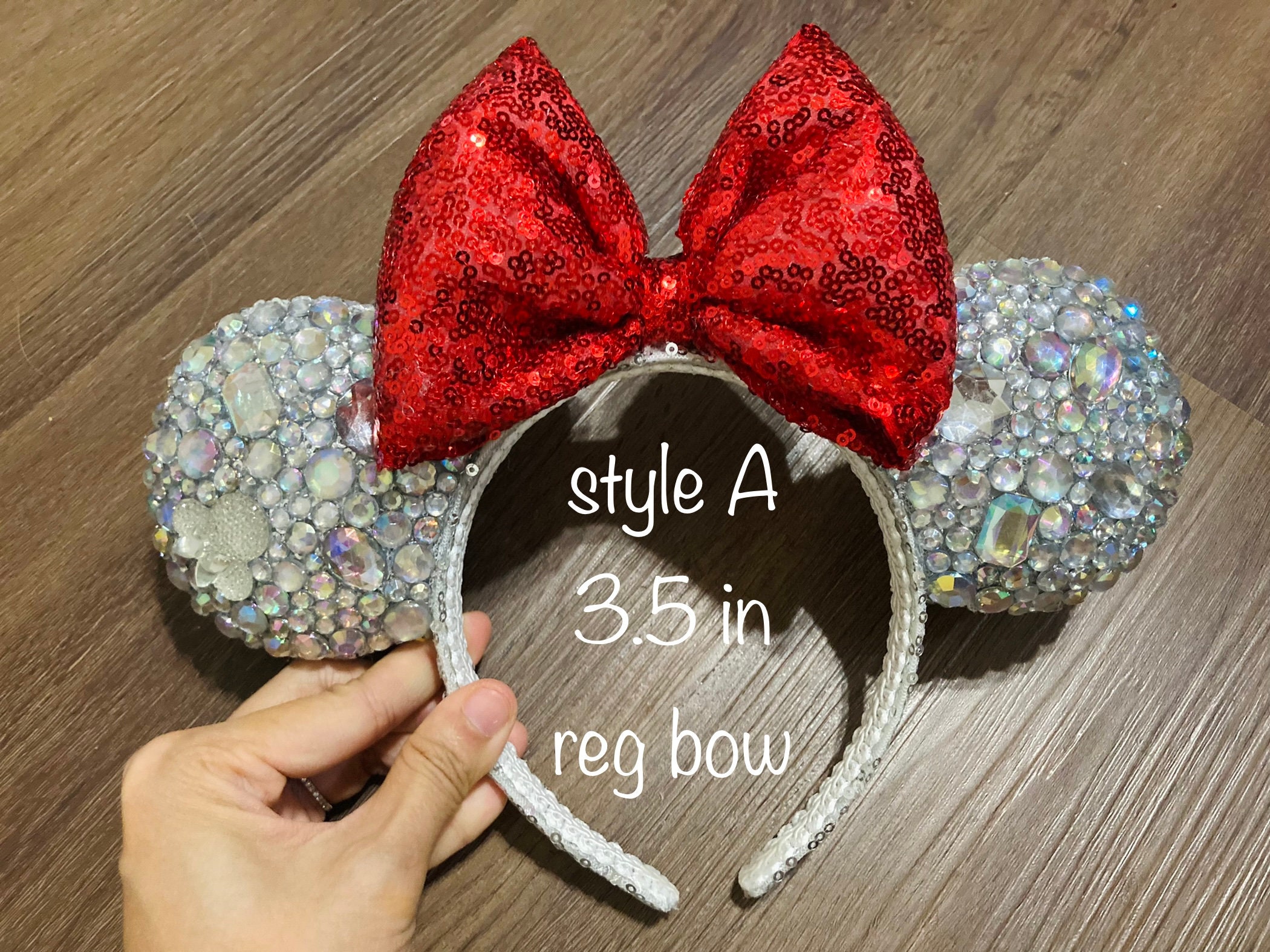 Rhinestone Silver Mickey Ears, Minnie Ears, Sequins Mickey 