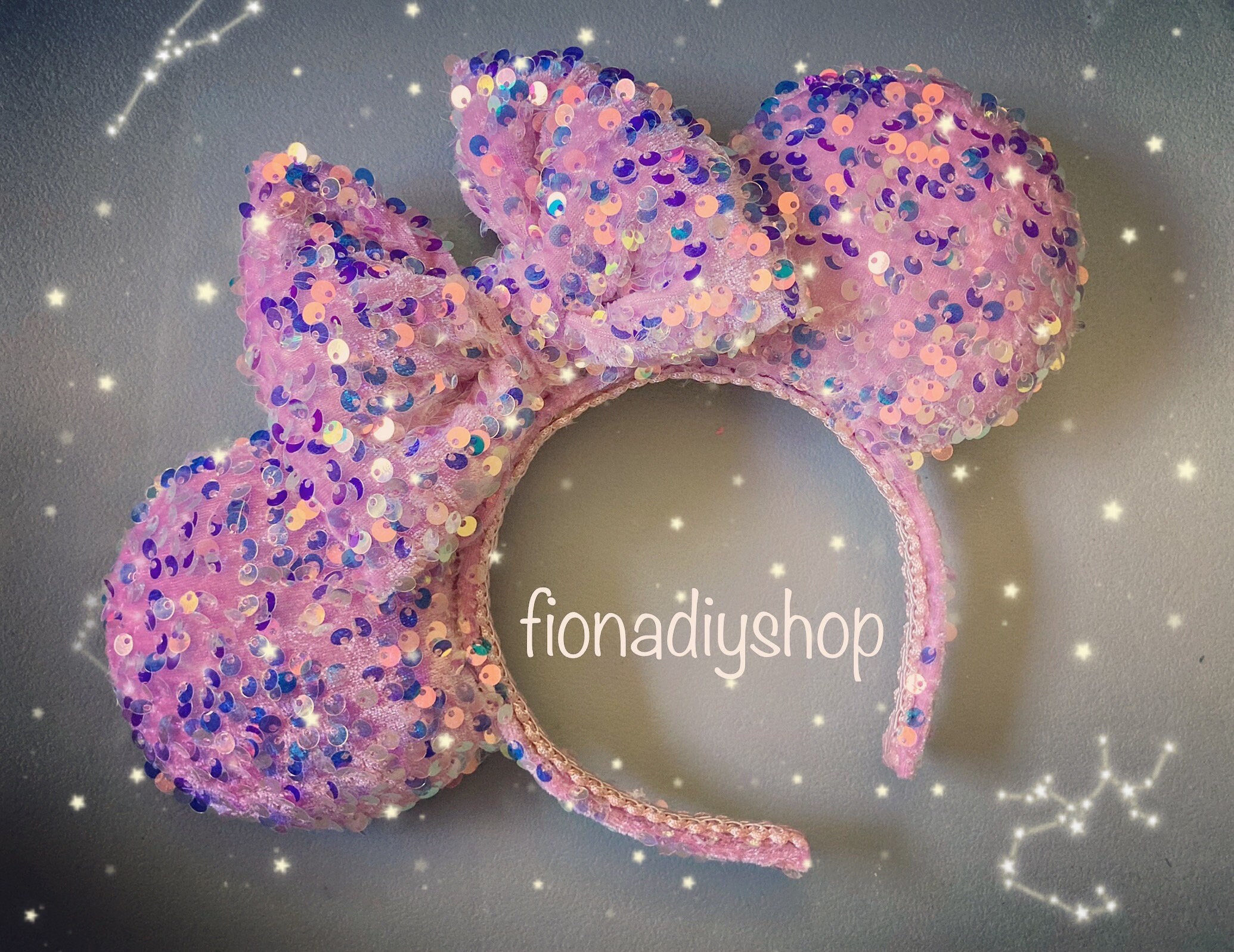 Disney Park Minnie Mouse Ears Headband Sparkle Rainbow Veil Teal Pink Purple