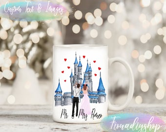 disney bride and groom gift, bride and groom mug, disney bride cup, disney bridal gift mug, married mug, married disney gift, just married