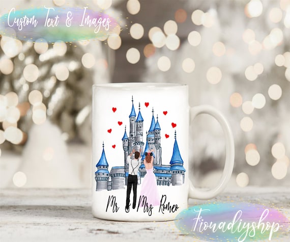 disney bride and groom gift, bride and groom mug, disney bride cup, disney bridal gift mug, married mug, married disney gift, just married