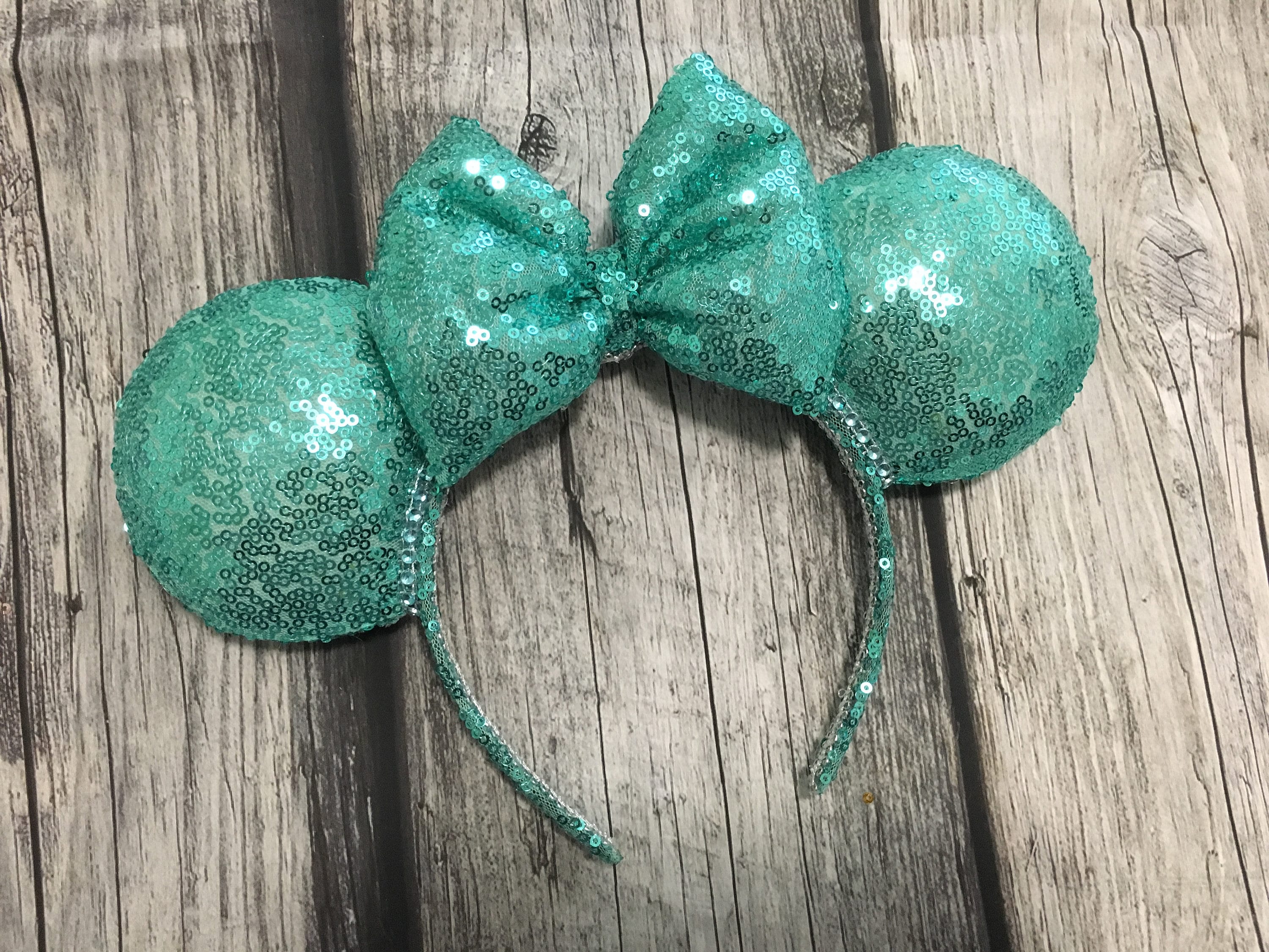Gorgeous Handmade Disney Inspired Purple Sequin Minnie Ears Headband - MINT Disney Parks Blue Minnie Ears Sequin Bow purple Sparkly  main image 2