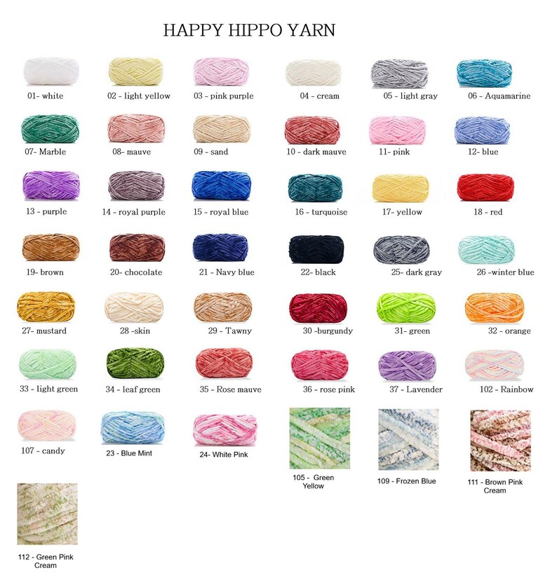 Happy Hippo chenille velvet yarn, soft Amigurumi Yarns bulky fluffy plush plushies velvet yarn fiber, baby yarn crochet afbeelding 11