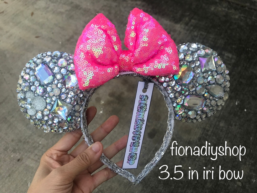 Disney Minnie Ears Headband with Rhinestones Black with Silver