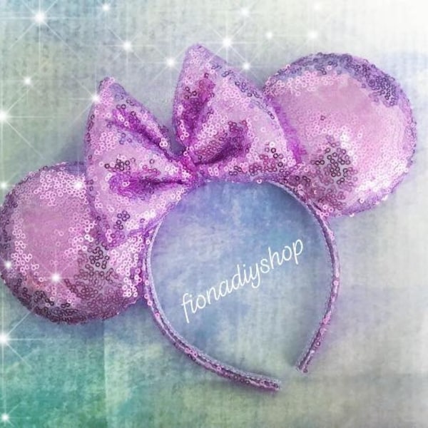 lavender purple sequin ears aqua mint lilac iridescent sequin ears minnie mickey mouse ears pastel Mouse ears