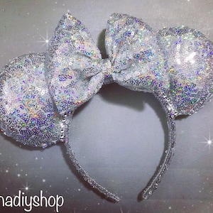 gold iridescent ears silver iridescent ears mickey mouse ears holographic silver gold Mouse ears headband