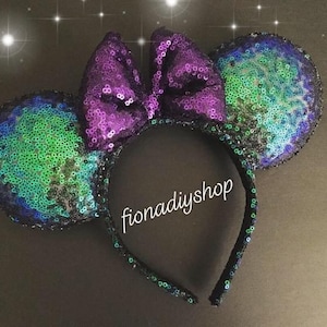 Ariel Ears, Little Mermaid Ears, Ariel Minnie Ears, Ariel Mouse Ears, Ariel Sequin Ears, mermaid Ears, Princess Ears, Princess Arief custom
