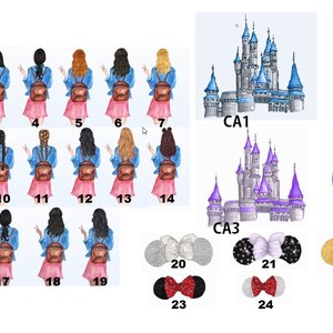 Pu&ograve; includere: Un set di 25 immagini con vari design a tema Disney. Le immagini includono illustrazioni di personaggi dei cartoni animati, castelli e una ruota panoramica. Le immagini sono numerate da 1 a 25.