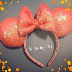 orange coral Iridescent sequin ears purple blue ears purple ears holographic purple minnie ears mickey mouse ears make it purple
