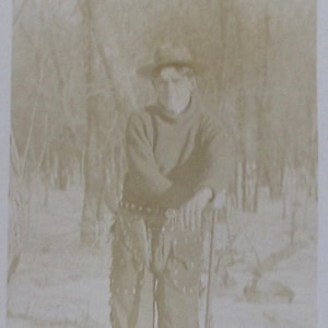 Original 1910&#39;s Cowboy Hunter Frontiersman RPPC Real Photo Postcard