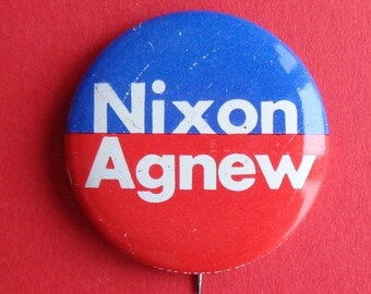 Original 1972 Richard Nixon Spiro Agnew Presidential Campaign Pinback Button