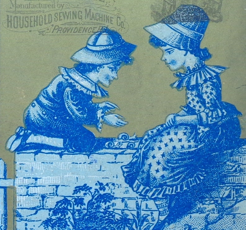 Original 1880's Victorian Trade Card Household Sewing Machine Co Providence RI Geo. E Treat Etsy
