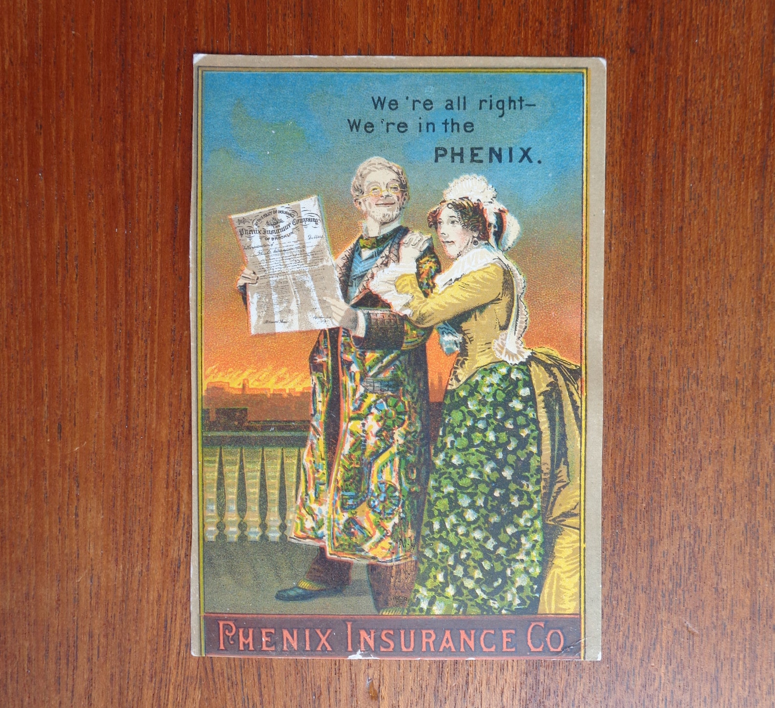 Original 1885 Victorian Trade Card Phenix Insurance Co Etsy