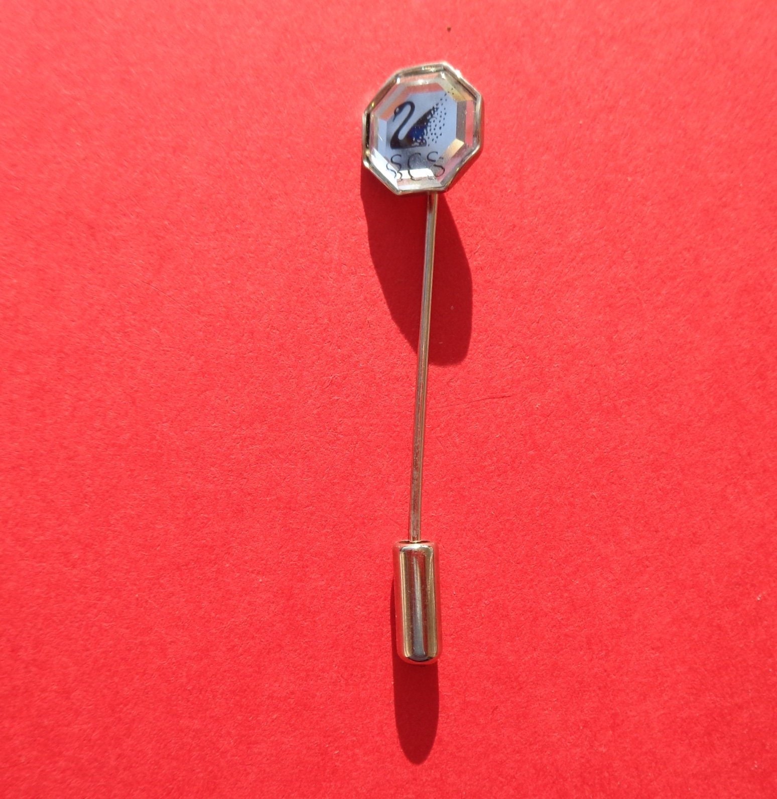 Vintage Swarovski SCS Swan Signed Silver Tone Stick Pin
