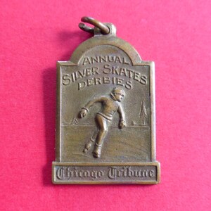 Awesome 1930&#39;s Annual Silver Skates Derbies Chicago Illinois Preliminary Winner Medal Pendant - Wm. Schridde
