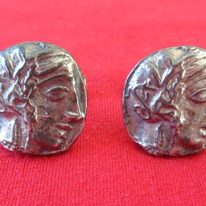 Vintage 1960&#39;s Alva Studios Museum Replica Roman Coin Cuff Links - Bullet Back
