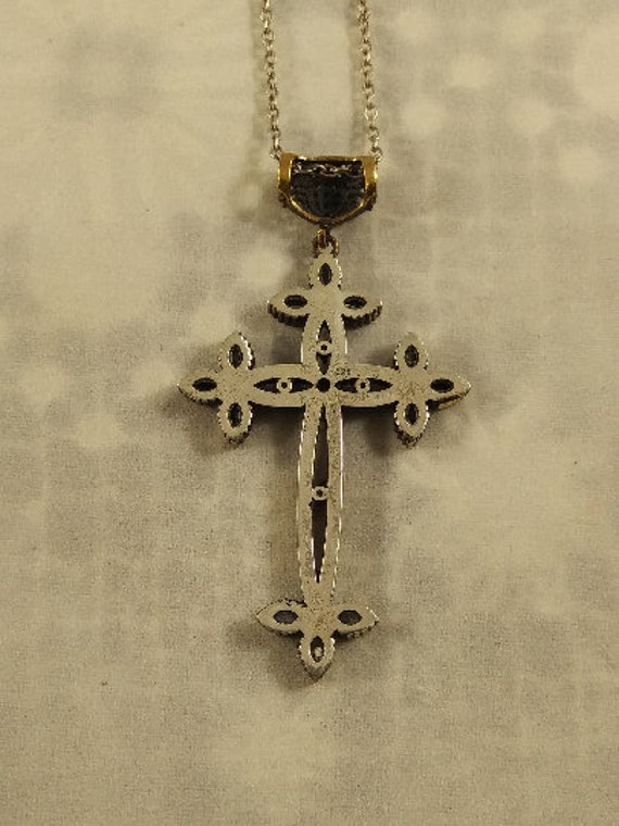 Sterling Silver and Bronze Cross Pendant and Ster… - image 5