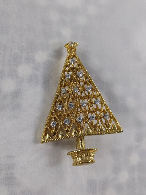 Christmas Tree Rhinestone Brooch