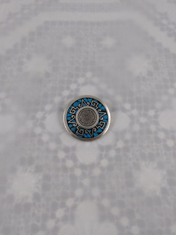 Sterling Silver & Turquoise Mexican Pin