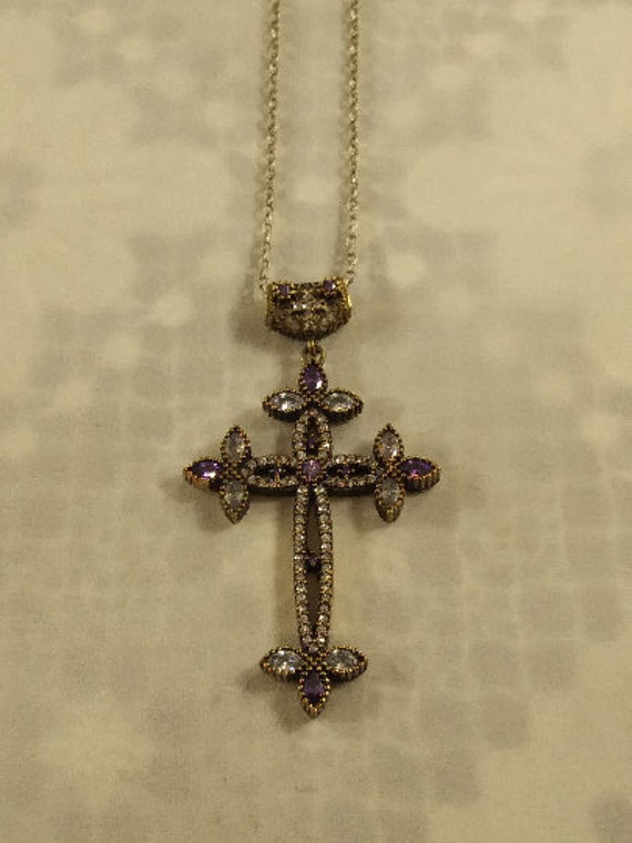 Sterling Silver and Bronze Cross Pendant and Sterl