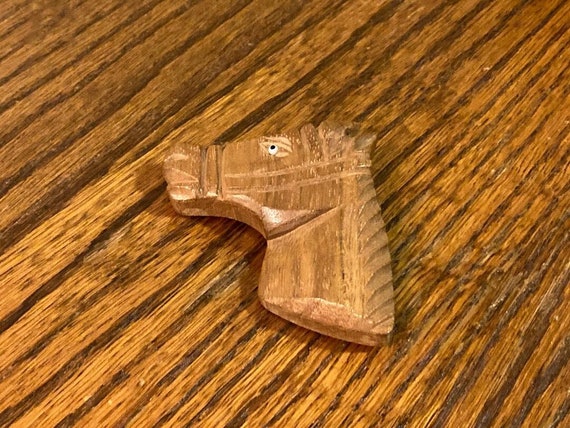 Wooden Horse Pin Brooch - image 1